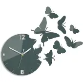 ModernClock , wanduhr, Schmetterling Wanduhr, Uhr, grau, 60cm x 45cm, DIY