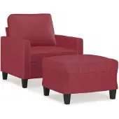 Syfax Sessel mit Hocker Weinrot 60 cm Kunstleder