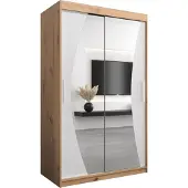 MEBLE KRYSPOL Kleiderschrank, Schiebetürenschrank Schlafzimmer, Schrank mit Spiegel WAVE 120 cm