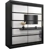 MEBLE KRYSPOL Kleiderschrank, Schiebetürenschrank Schlafzimmer, Schrank mit Spiegel ROMA 2 180 cm