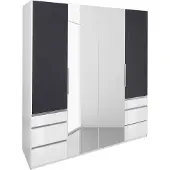 Wimex Kleiderschrank Schlafzimmerschrank Level Ausführung wählbar Spiegelweiß / Grauglas