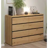 Feldmann-Wohnen Schubladenkommode Naxos Sideboard 121x40x86cm artisan eiche schwarz matt