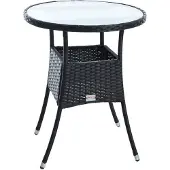 ESTEXO Beistelltisch Tisch Polyrattan Gartentisch Rattan Balkontisch Rund Schwarz