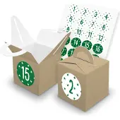 Itenga SET V43 Adventskalender Würfelbox mit Griff Braun + Zahlensticker Z38