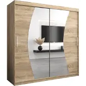 MEBLE KRYSPOL Kleiderschrank, Schiebetürenschrank Schlafzimmer, Schrank mit Spiegel WAVE 200 cm