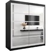MEBLE KRYSPOL Kleiderschrank, Schiebetürenschrank Schlafzimmer, Schrank mit Spiegel ROMA 2 180 cm