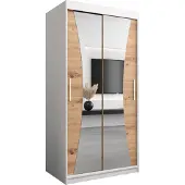 MEBLE KRYSPOL Kleiderschrank, Schiebetürenschrank Schlafzimmer, Schrank mit Spiegel MONACO 100 cm