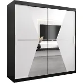 MEBLE KRYSPOL Kleiderschrank, Schiebetürenschrank Schlafzimmer, Schrank mit Spiegel MAROKO 200 cm