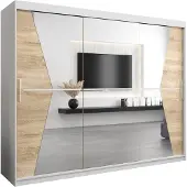 MEBLE KRYSPOL Kleiderschrank, Schiebetürenschrank Schlafzimmer, Schrank mit Spiegel MAROKO 250 cm