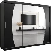 MEBLE KRYSPOL Kleiderschrank, Schiebetürenschrank Schlafzimmer, Schrank mit Spiegel ELYPSE 250 cm
