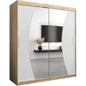 MEBLE KRYSPOL Kleiderschrank, Schiebetürenschrank Schlafzimmer, Schrank mit Spiegel WAVE 180 cm