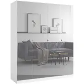 Mzm24 Drehtürenschrank mit Spiegel Monza 4D 160 Weiß