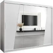 MEBLE KRYSPOL Kleiderschrank, Schiebetürenschrank Schlafzimmer, Schrank mit Spiegel RHOMB 250 cm