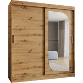 MEBLE KRYSPOL LUCY 180 Kleiderschrank mit zwei Schiebetüren für Schlafzimmer – moderner Aufbewahrungsschrank mit Kleiderstange und Regalen – 180x200x62cm - Artisan