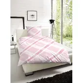 Hahn Biber Bettwäsche Herz Rauten 135x200 + 80x80 cm Rosa