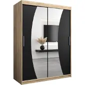 MEBLE KRYSPOL Kleiderschrank, Schiebetürenschrank Schlafzimmer, Schrank mit Spiegel WAVE 150 cm