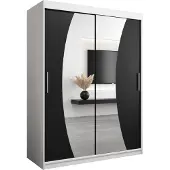 MEBLE KRYSPOL Kleiderschrank, Schiebetürenschrank Schlafzimmer, Schrank mit Spiegel WAVE 150 cm