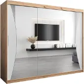 MEBLE KRYSPOL Kleiderschrank, Schiebetürenschrank Schlafzimmer, Schrank mit Spiegel MONACO 250 cm