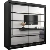 MEBLE KRYSPOL Kleiderschrank, Schiebetürenschrank Schlafzimmer, Schrank mit Spiegel ROMA 2 200 cm