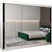 MEBLE KRYSPOL Kleiderschrank, Schiebetürenschrank Schlafzimmer, Schrank mit Spiegel TOKYO 3 250 cm