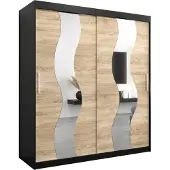 MEBLE KRYSPOL Kleiderschrank, Schiebetürenschrank Schlafzimmer, Schrank mit Spiegel SEWILLA 180 cm