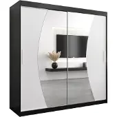 MEBLE KRYSPOL Kleiderschrank, Schiebetürenschrank Schlafzimmer, Schrank mit Spiegel WAVE 200 cm