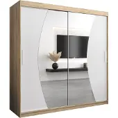 MEBLE KRYSPOL Kleiderschrank, Schiebetürenschrank Schlafzimmer, Schrank mit Spiegel WAVE 200 cm