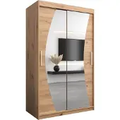 MEBLE KRYSPOL Kleiderschrank, Schiebetürenschrank Schlafzimmer, Schrank mit Spiegel WAVE 120 cm