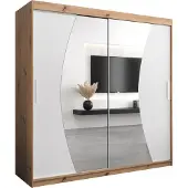 MEBLE KRYSPOL Kleiderschrank, Schiebetürenschrank Schlafzimmer, Schrank mit Spiegel WAVE 200 cm