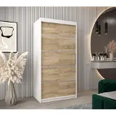 Minio Kleiderschränk 100 cm VERONA 1 Weiß matt / Sonoma