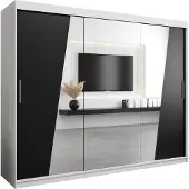 MEBLE KRYSPOL Kleiderschrank, Schiebetürenschrank Schlafzimmer, Schrank mit Spiegel RHOMB 250 cm