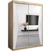 MEBLE KRYSPOL Kleiderschrank, Schiebetürenschrank Schlafzimmer, Schrank mit Spiegel MONACO 150 cm