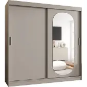 MEBLE KRYSPOL ROYAL 200 Kleiderschrank mit zwei Schiebetüren für Schlafzimmer – moderner Aufbewahrungsschrank mit Kleiderstange und Regalen – 200x200x62cm - Kaschmir
