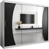 MEBLE KRYSPOL Kleiderschrank, Schiebetürenschrank Schlafzimmer, Schrank mit Spiegel WAVE 250 cm