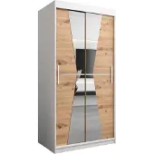 MEBLE KRYSPOL Kleiderschrank, Schiebetürenschrank Schlafzimmer, Schrank mit Spiegel MAROKO 100 cm