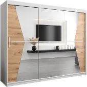 MEBLE KRYSPOL Kleiderschrank, Schiebetürenschrank Schlafzimmer, Schrank mit Spiegel MAROKO 250 cm