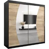 MEBLE KRYSPOL Kleiderschrank, Schiebetürenschrank Schlafzimmer, Schrank mit Spiegel WAVE 200 cm