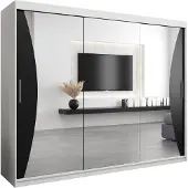MEBLE KRYSPOL Kleiderschrank, Schiebetürenschrank Schlafzimmer, Schrank mit Spiegel MONACO 250 cm