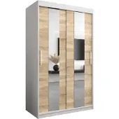 MEBLE KRYSPOL Kleiderschrank, Schiebetürenschrank Schlafzimmer, Schrank mit Spiegel POLE 120 cm