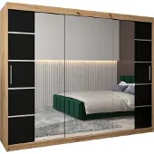 MEBLE KRYSPOL Kleiderschrank, Schiebetürenschrank Schlafzimmer, Schrank mit Spiegel VERONA 4 250 cm