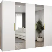 MEBLE KRYSPOL , Kleiderschrank, Schrank 250 cmx202x52, Weiß, Gold