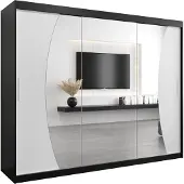 MEBLE KRYSPOL Kleiderschrank, Schiebetürenschrank Schlafzimmer, Schrank mit Spiegel WAVE 250 cm