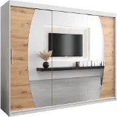 MEBLE KRYSPOL Kleiderschrank, Schiebetürenschrank Schlafzimmer, Schrank mit Spiegel ELYPSE 250 cm