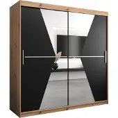 MEBLE KRYSPOL Kleiderschrank, Schiebetürenschrank Schlafzimmer, Schrank mit Spiegel MAROKO 200 cm