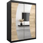 MEBLE KRYSPOL Kleiderschrank, Schiebetürenschrank Schlafzimmer, Schrank mit Spiegel WAVE 150 cm