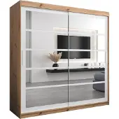 MEBLE KRYSPOL Kleiderschrank, Schiebetürenschrank Schlafzimmer, Schrank mit Spiegel ROMA 2 200 cm