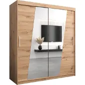 MEBLE KRYSPOL Kleiderschrank, Schiebetürenschrank Schlafzimmer, Schrank mit Spiegel RHOMB 180 cm