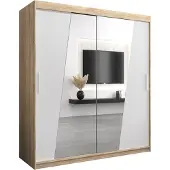 MEBLE KRYSPOL Kleiderschrank, Schiebetürenschrank Schlafzimmer, Schrank mit Spiegel RHOMB 180 cm