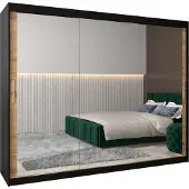 MEBLE KRYSPOL Kleiderschrank, Schiebetürenschrank Schlafzimmer, Schrank mit Spiegel TOKYO 3 250 cm