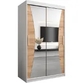 MEBLE KRYSPOL Kleiderschrank, Schiebetürenschrank Schlafzimmer, Schrank mit Spiegel MONACO 120 cm